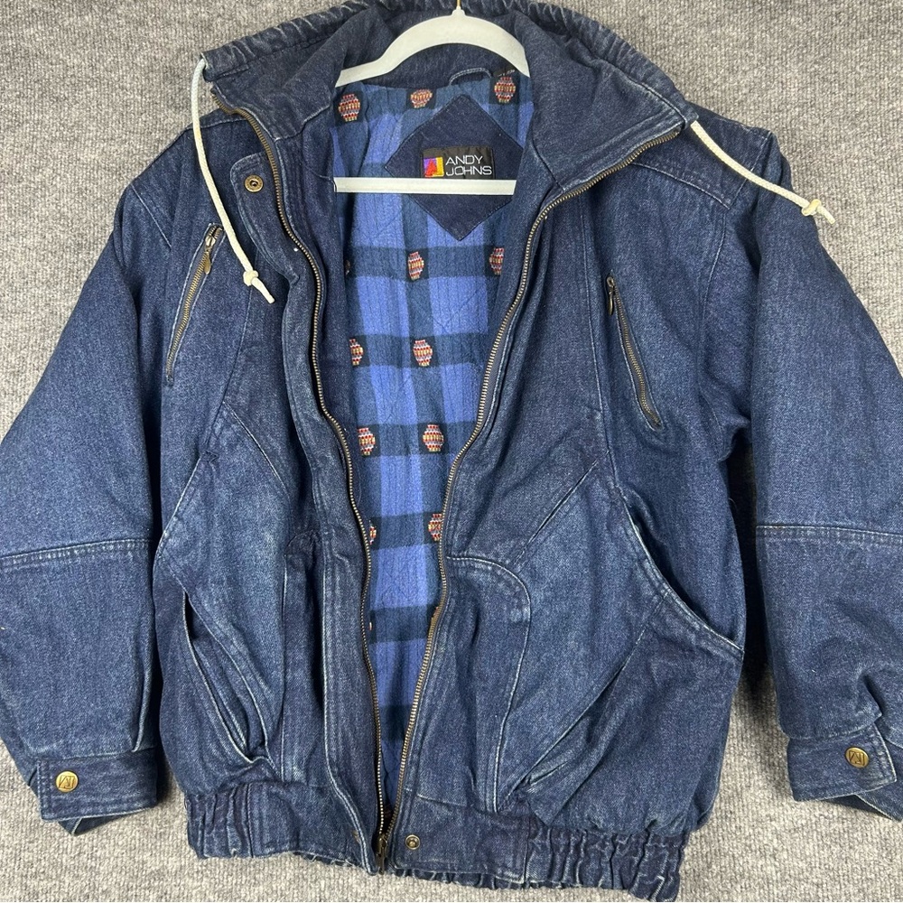 Vintage Andy Johns S/L Denim Bomber Jacket Insulated Puffer Streetwear - Picture 6 of 13